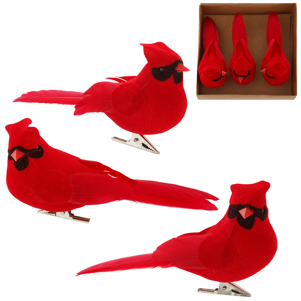 Christmas Bird on clip, 3 pcs